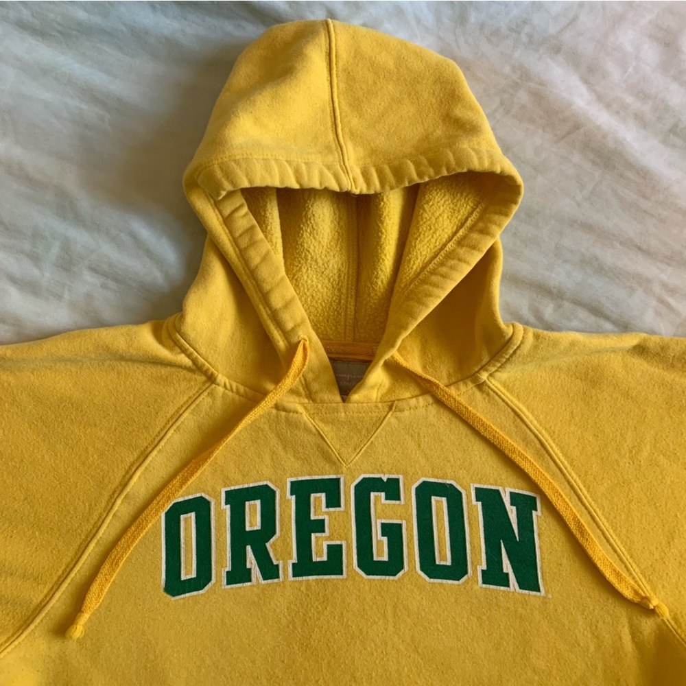 Yellow Champion Sport Stretch University of Oregon Ducks Hoodie - Size Small